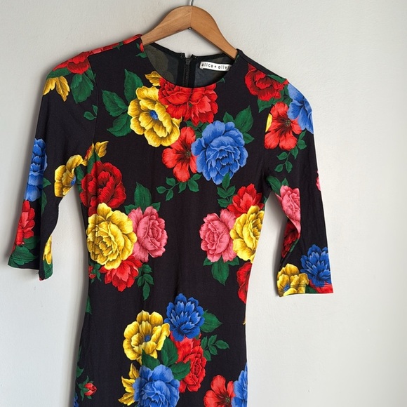 Alice + Olivia Delora Fitted Floral Crewneck Dress XS - Picture 3 of 15